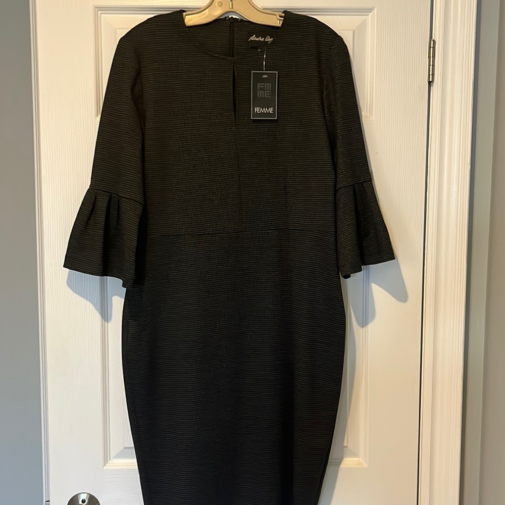 Femme dress, black/charcoal midi
